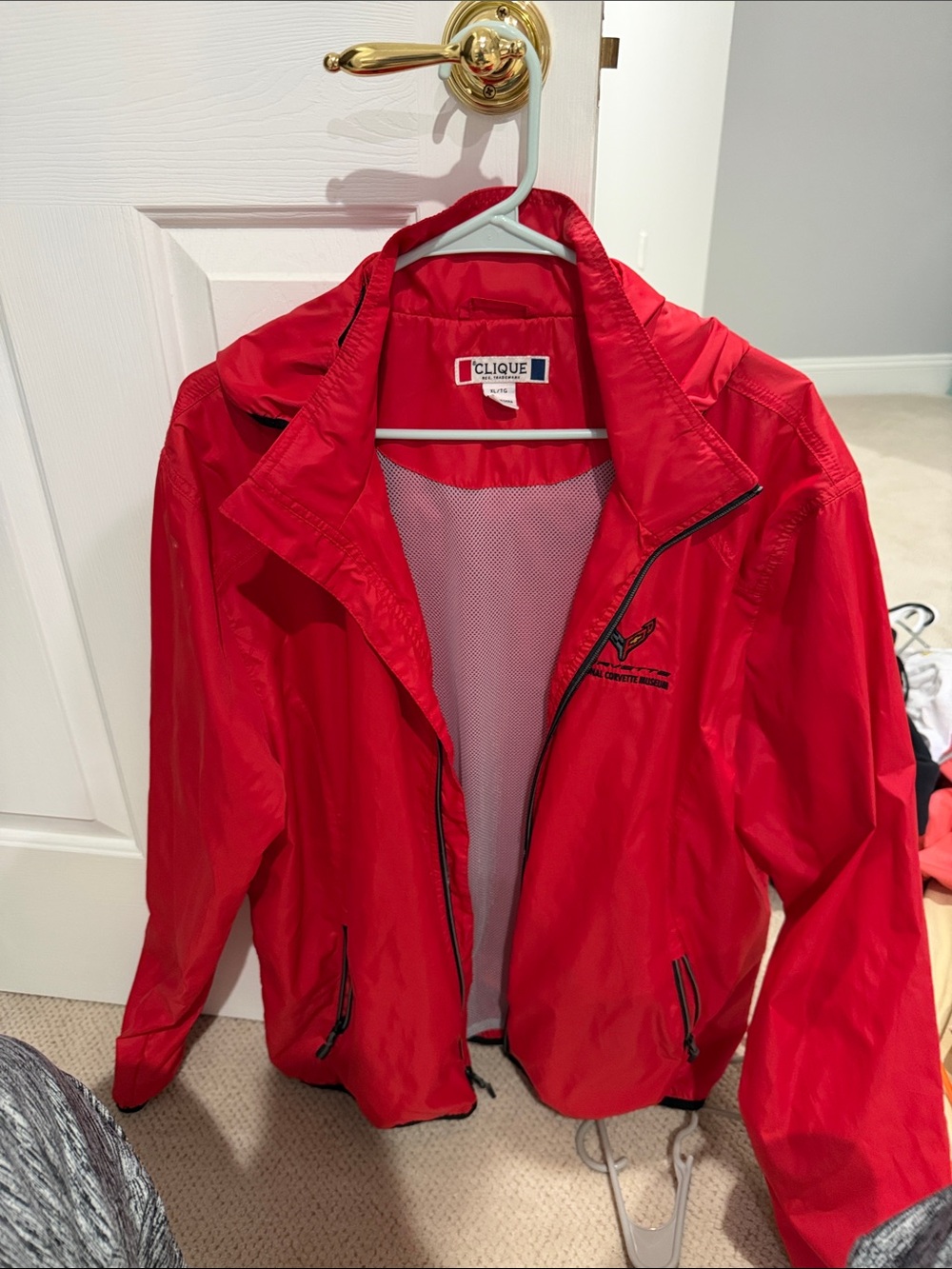 Men's Red Lightweight Shirt Jacket by Clique Corvette museum